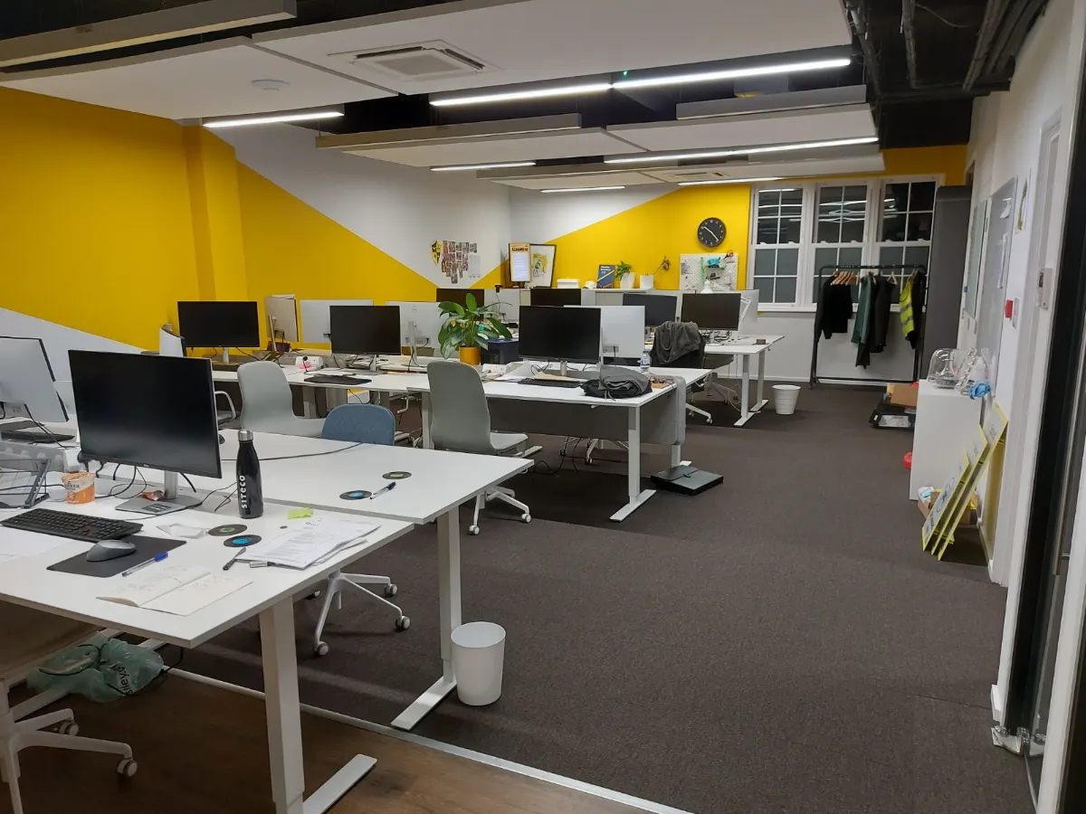 Desks wiped and carpet vacuumed, cleaned by Spark & Shine Cleaning Co. in Myrtle Beach, SC